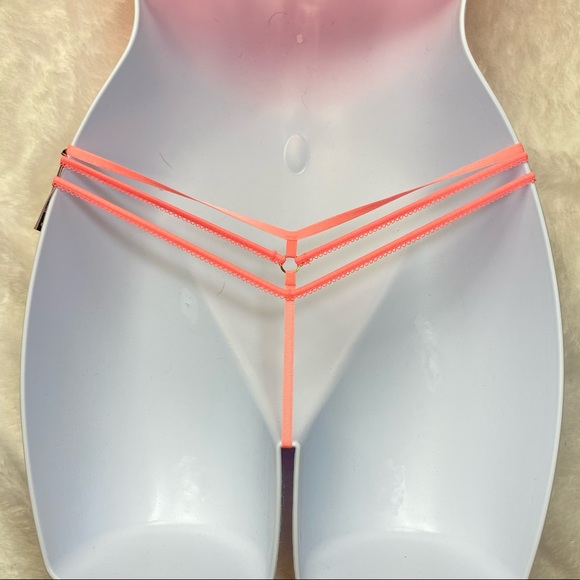 NWT Victoria’s Secret Orange Lace Bustier Longline Bra & Strappy Panties Set - Picture 10 of 15